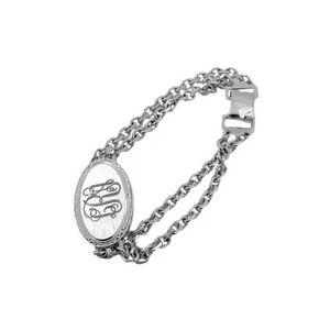 1970s Speidel ID Double Chain Bracelet LRA Engraved Fancy Script Vintage Jewelry